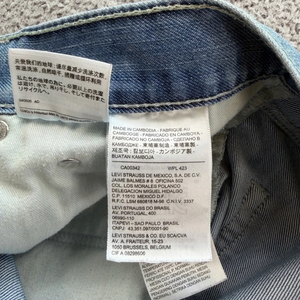 Levi Strauss & Co Mens W34 L32 Light Wash Straight Leg Denim Jeans 04511-0751